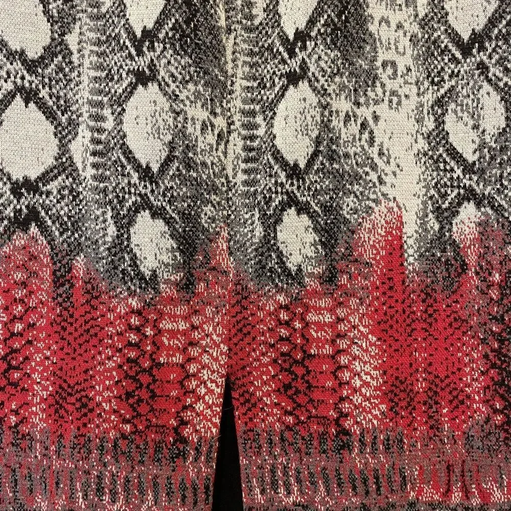 Yoana Barashi Elegant Black and Red Reptile Patterned Skirt size M